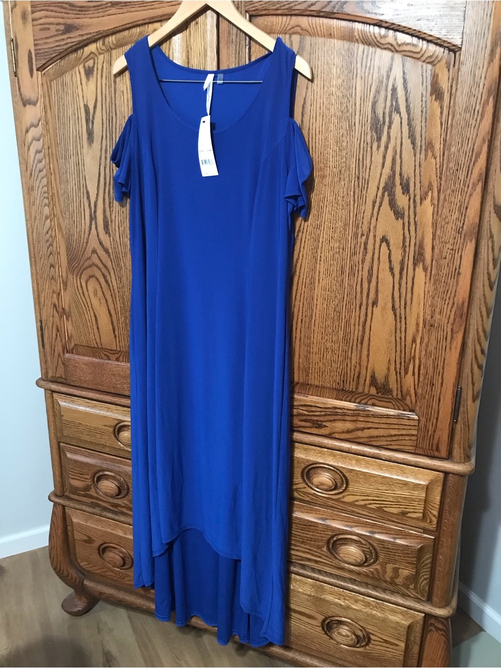 NY Collection Women’s XL Blue Cold Shoulder Maxi Dress NWT